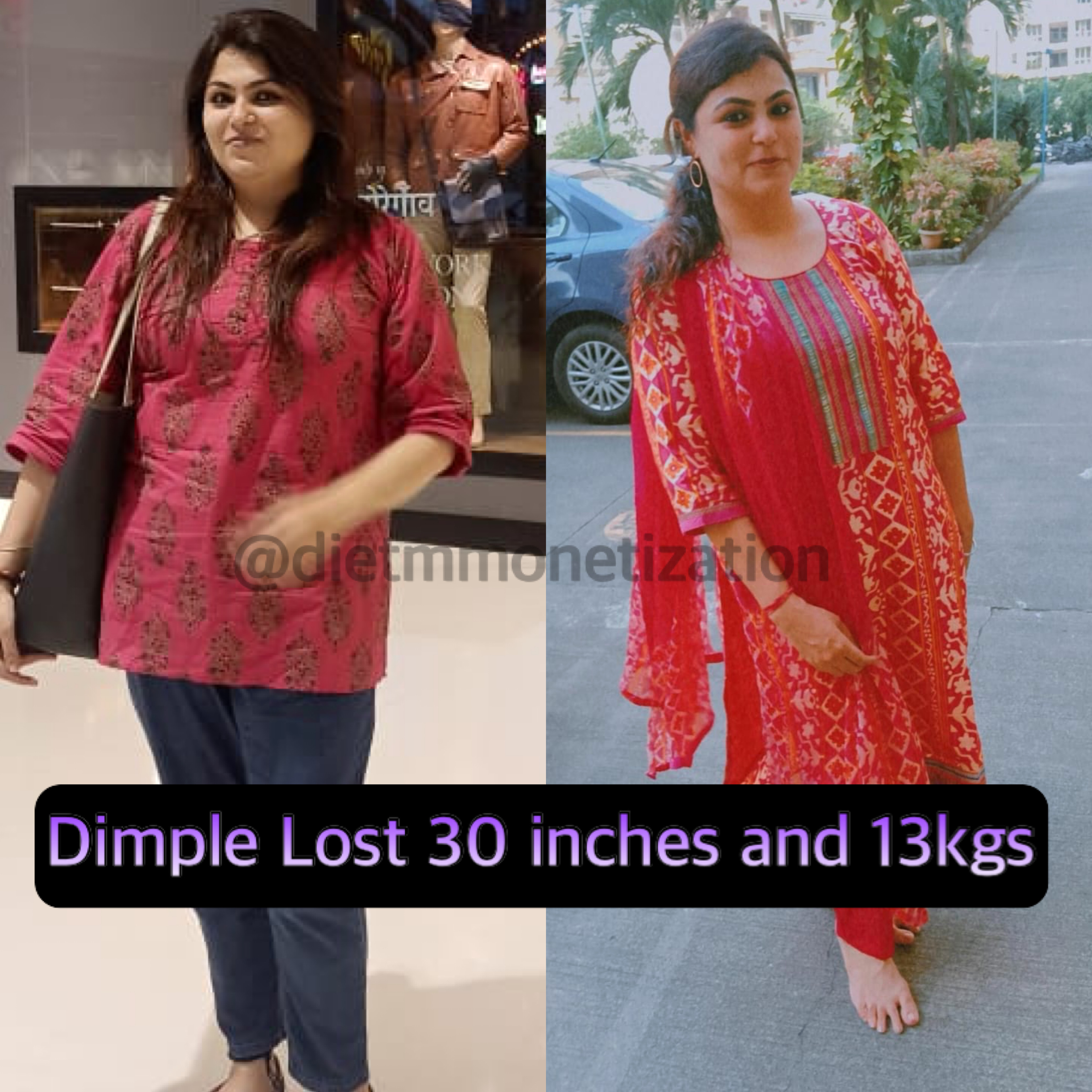 Dimple lost 30 inches and 13kgs