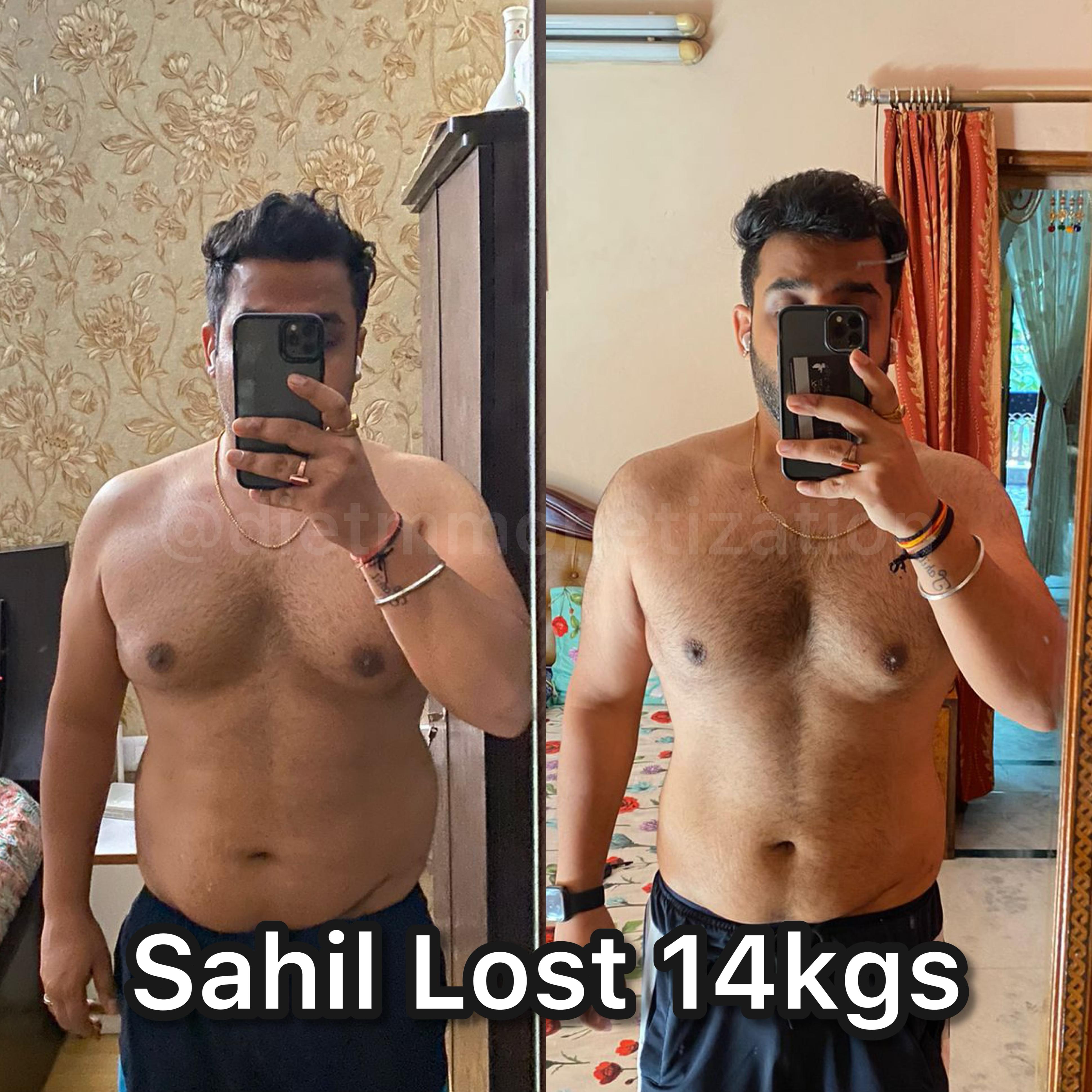 Sahil lost 14kgs body transformation