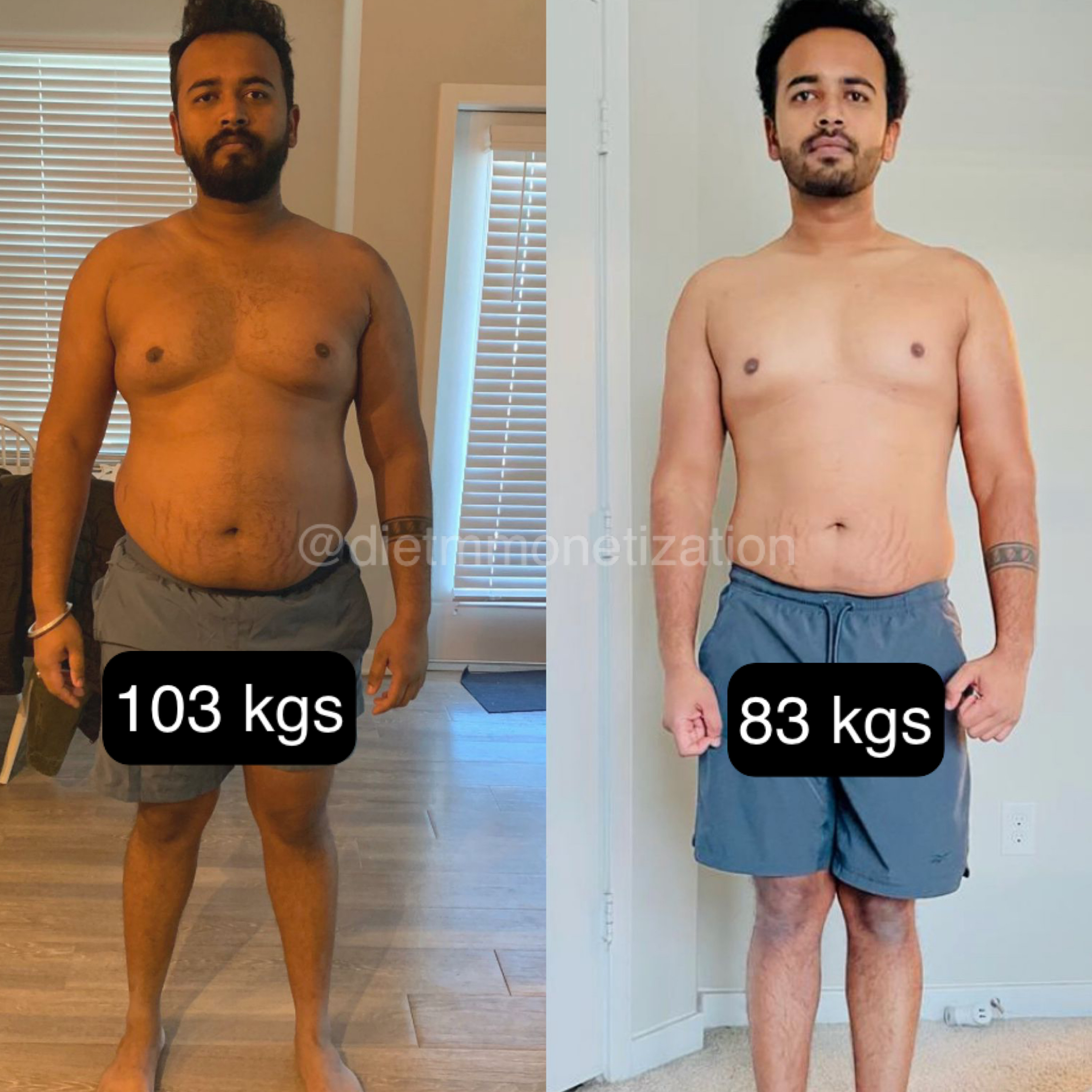 Sameet went from 103kgs to 83kgs