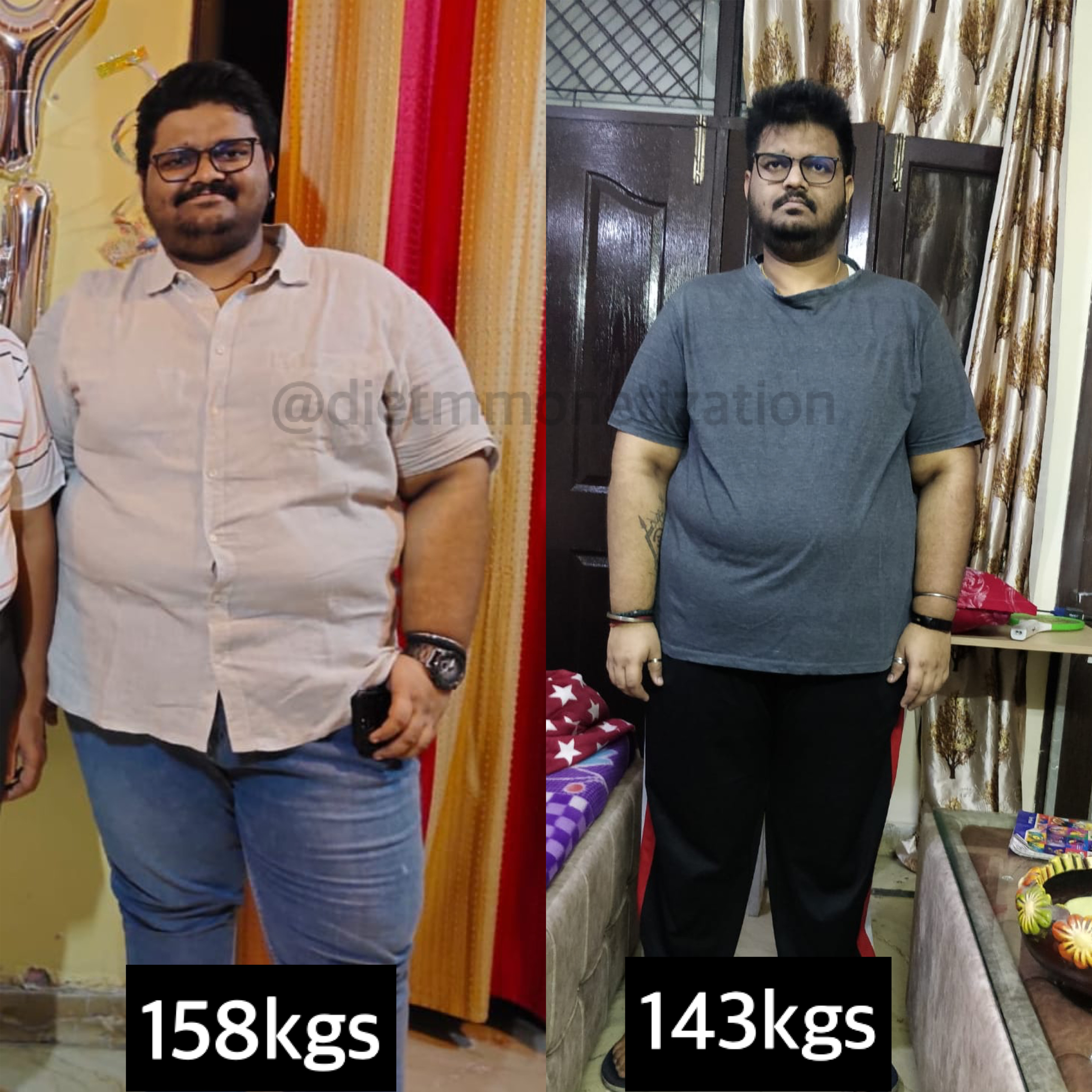 Client went from 158kgs to 143kgs