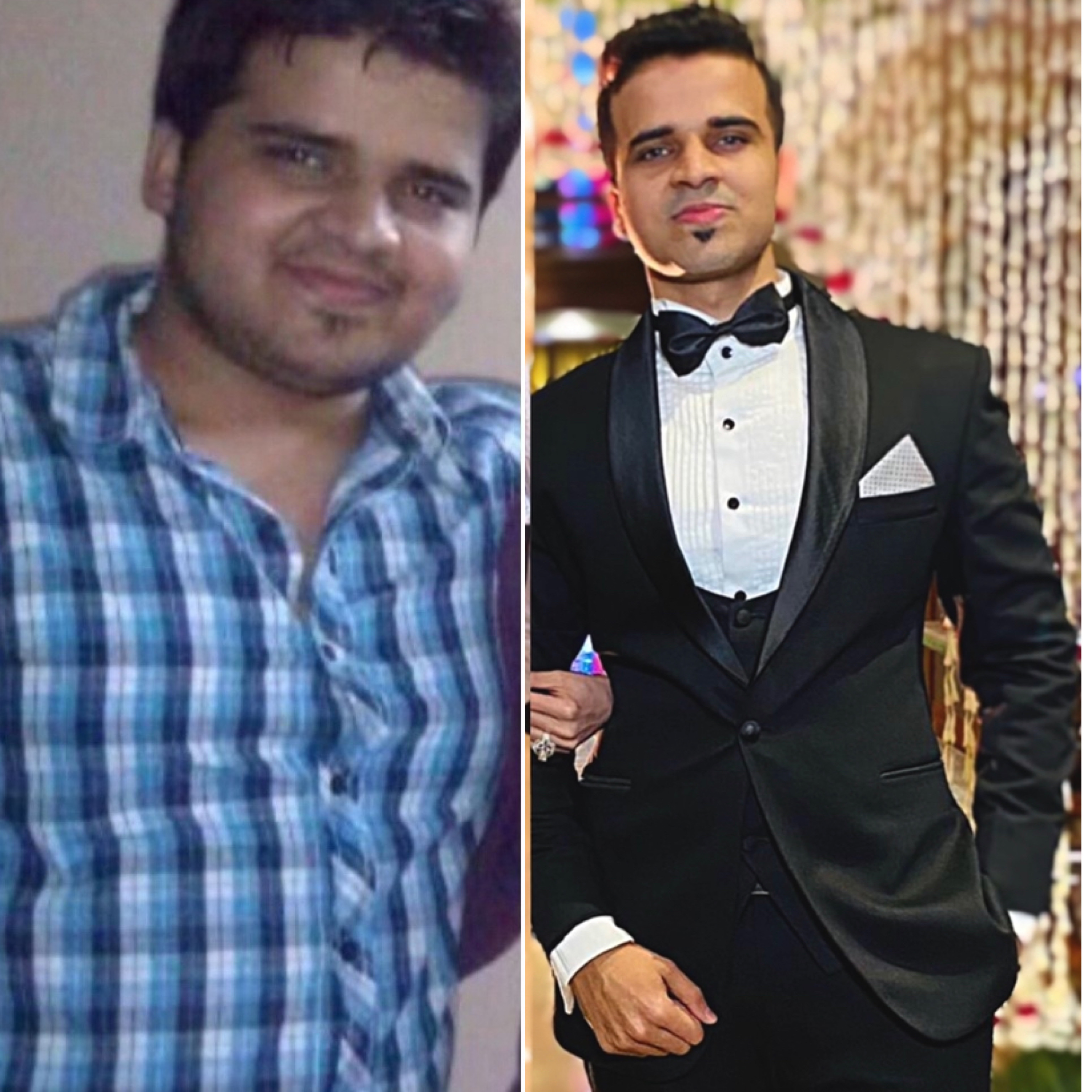 Client's before-and-after formal-wear glow up