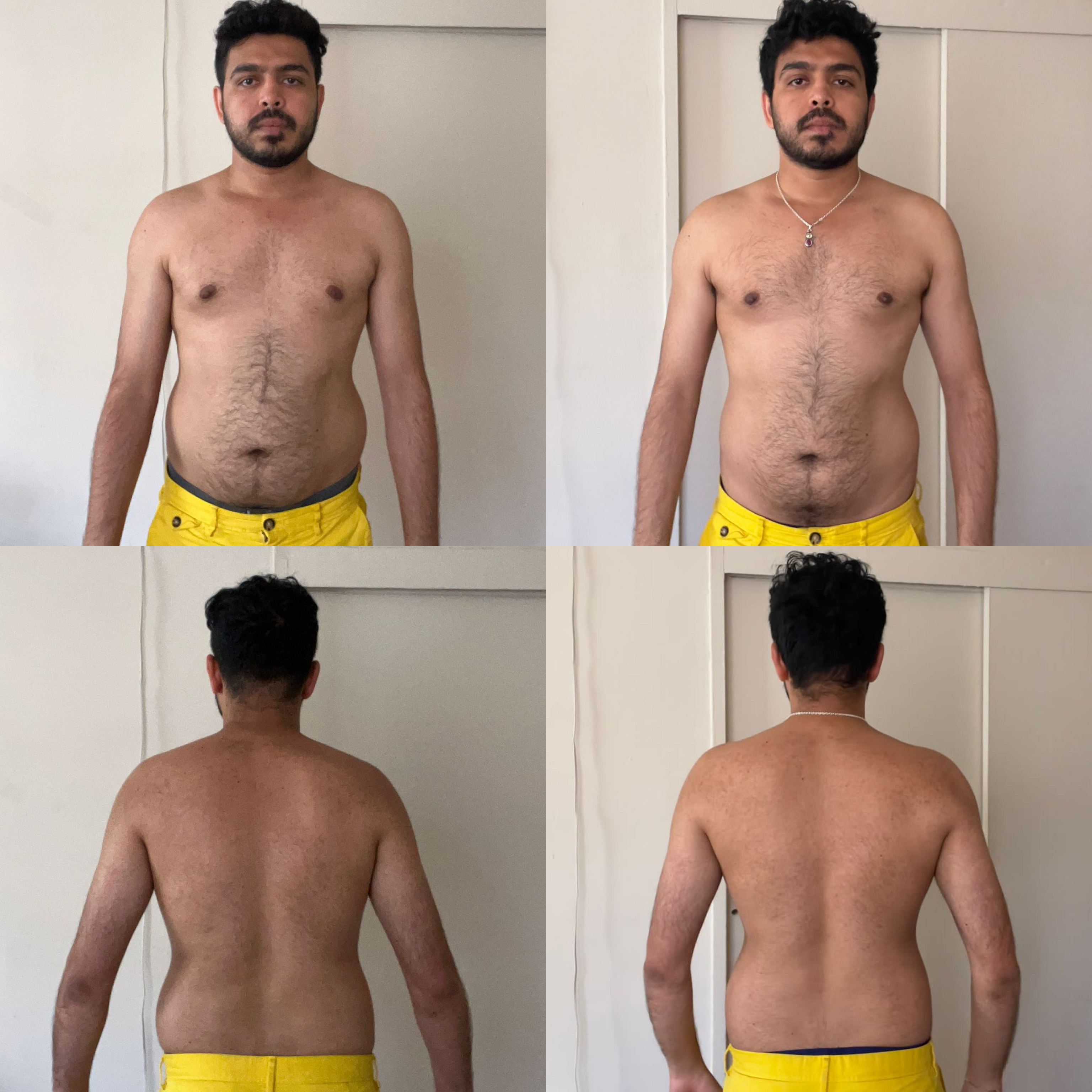 Client's front and back before-and-after body transformation