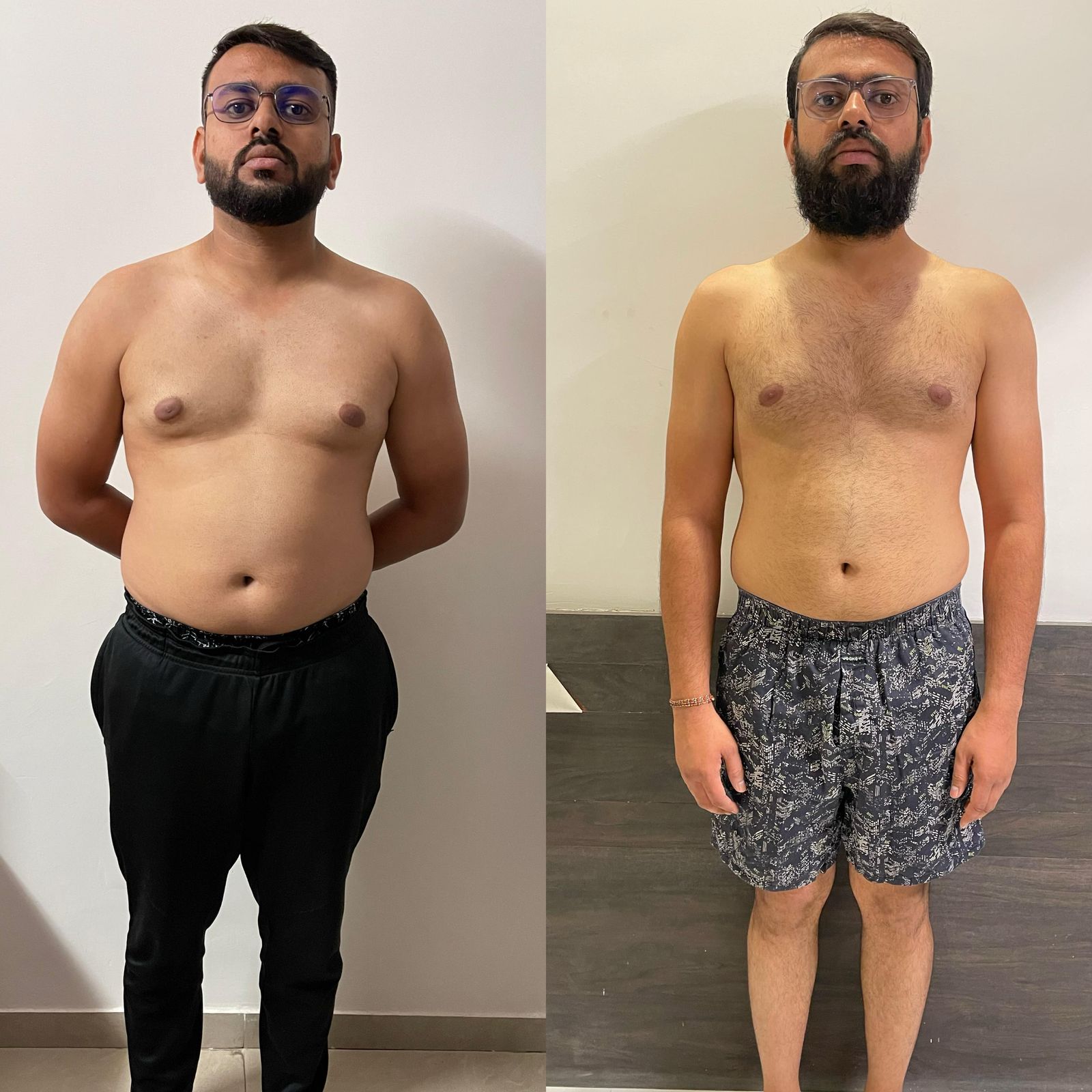Client's lean physique before-and-after